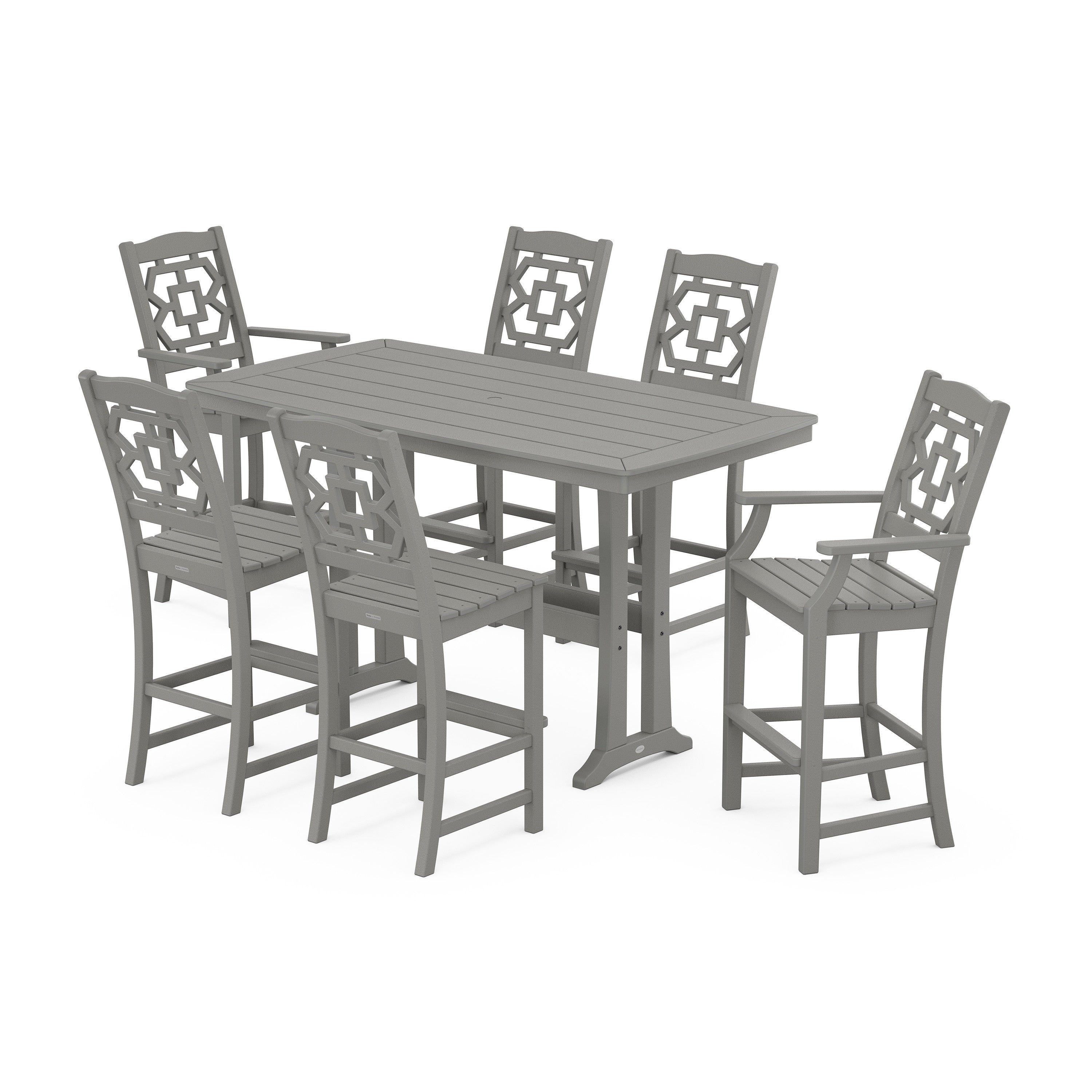Chinoiserie 7-Piece Bar Set with Trestle Legs