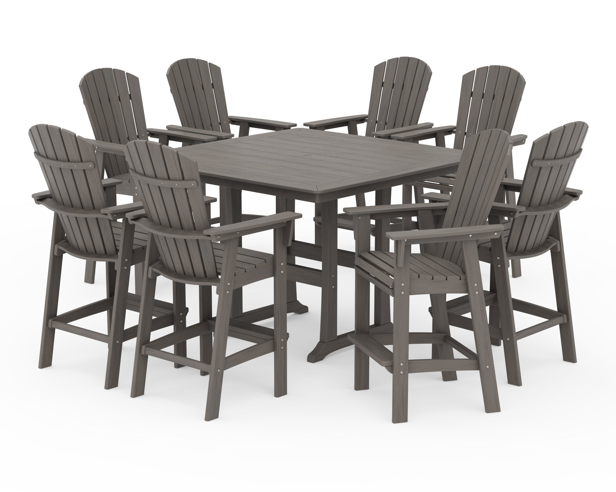 Nautical Curveback Adirondack 9-Piece Trestle Bar Set
