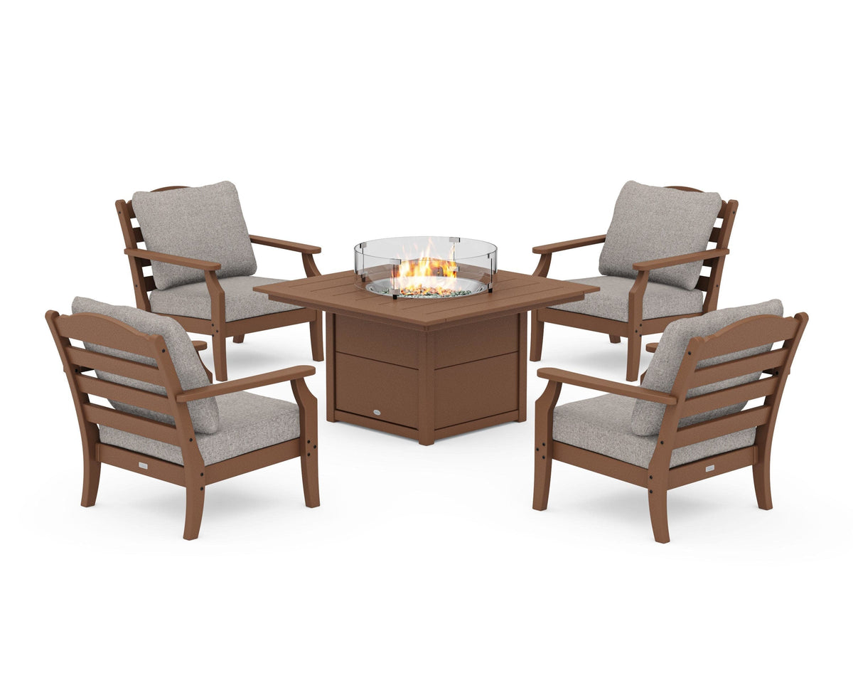 Savannah 5-Piece Deep Seating Set with Fire Pit Table