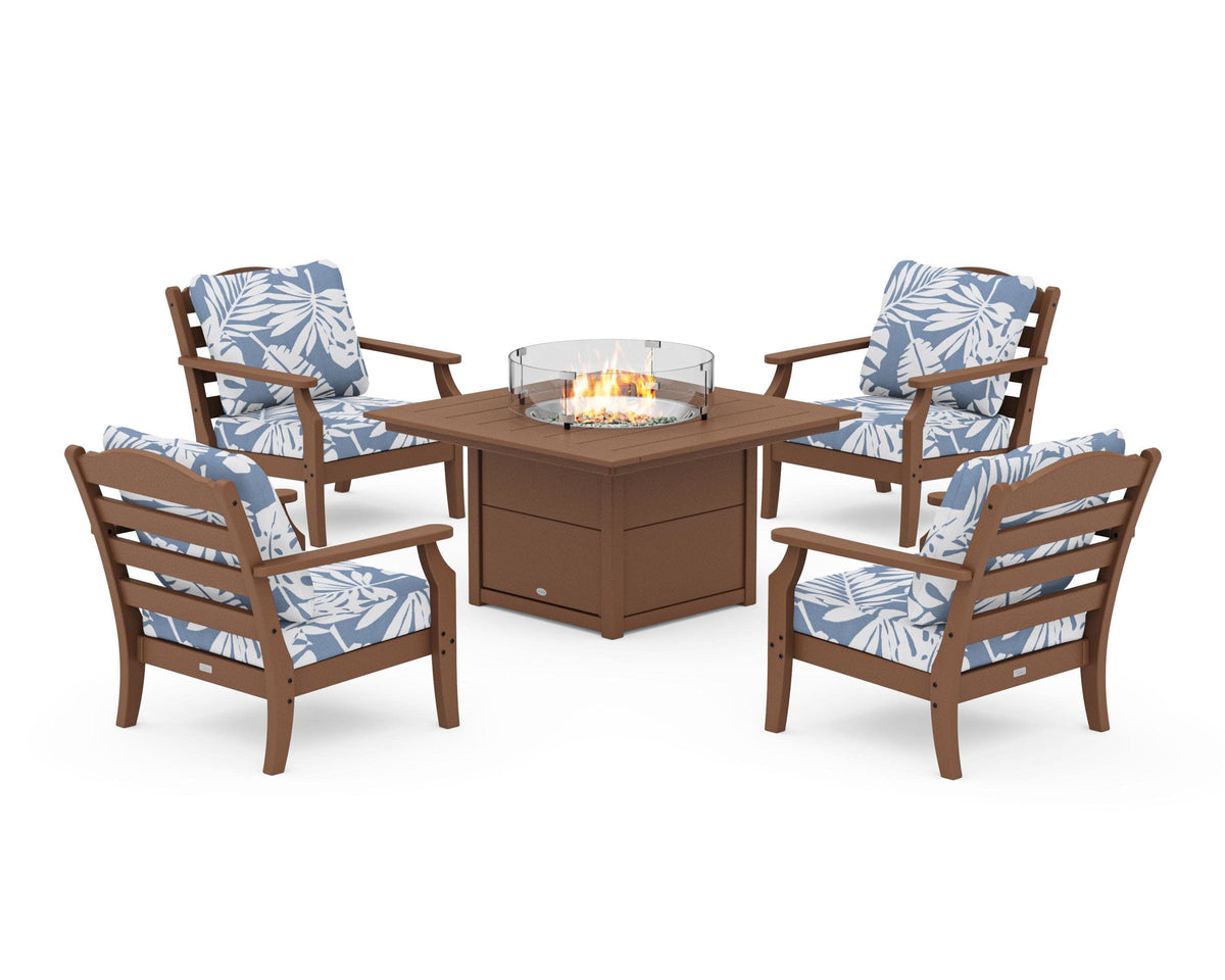 Savannah 5-Piece Deep Seating Set with Fire Pit Table
