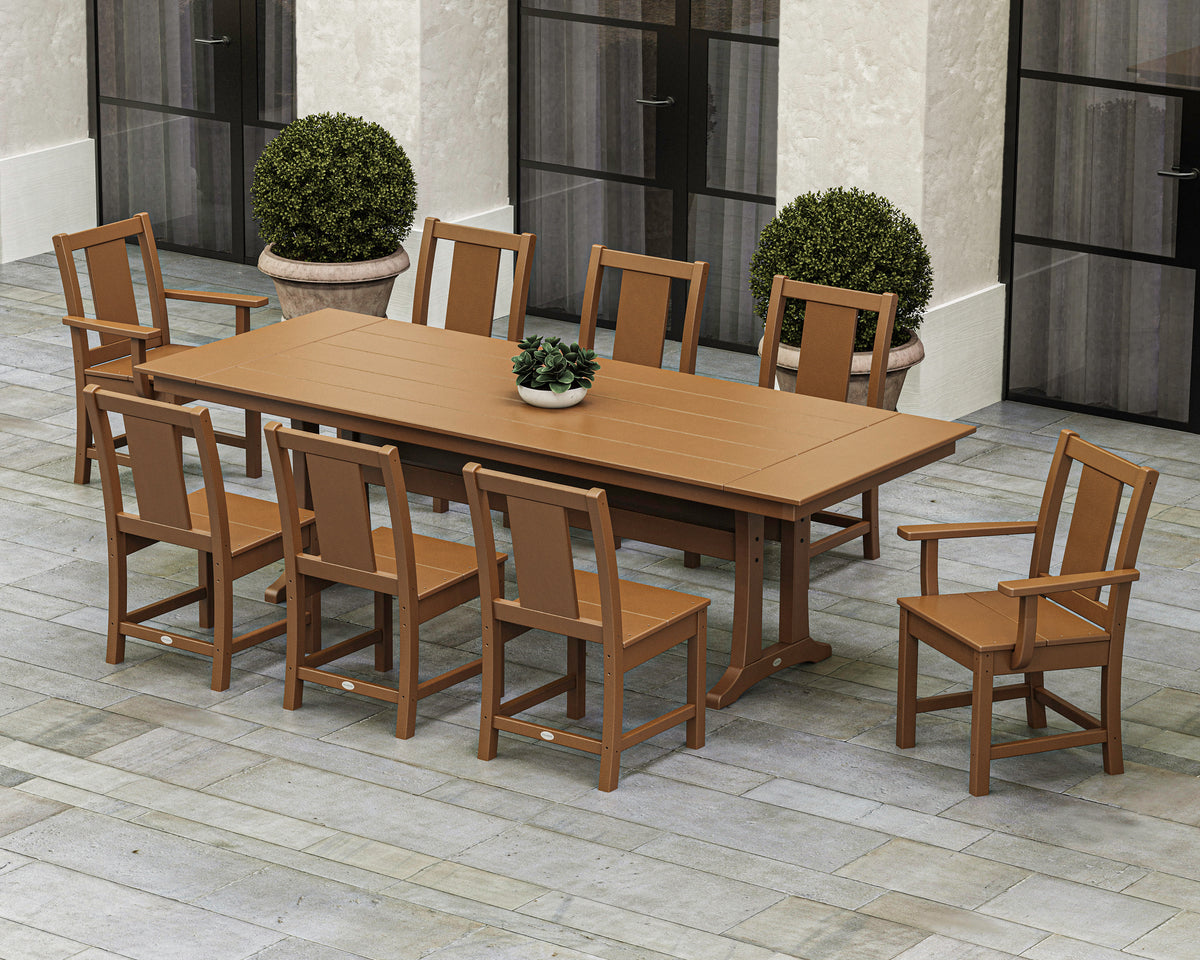 Prairie 9-Piece Farmhouse Dining Set with Trestle Legs