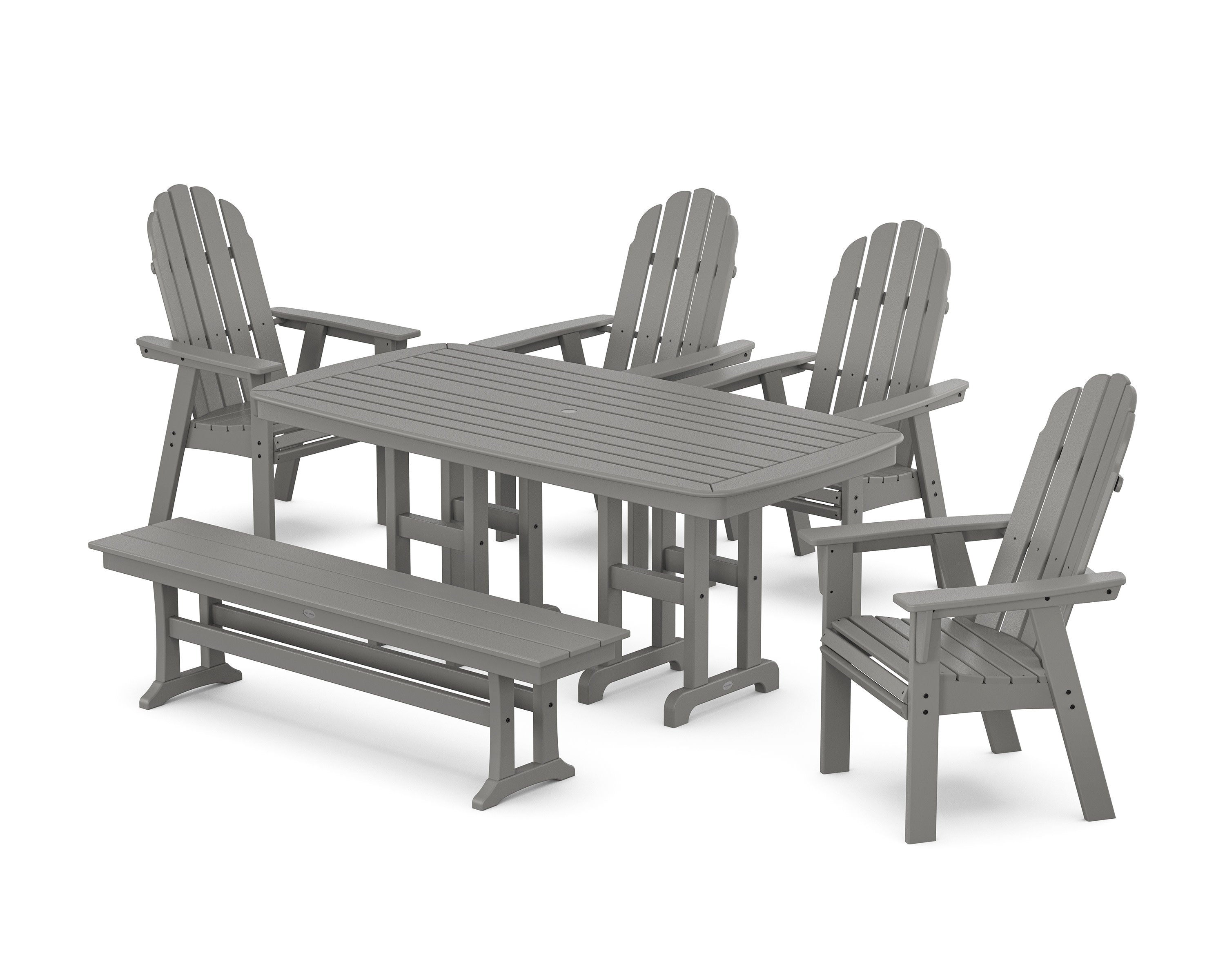 Vineyard Curveback Adirondack Chair 6-Piece Dining Set with Bench
