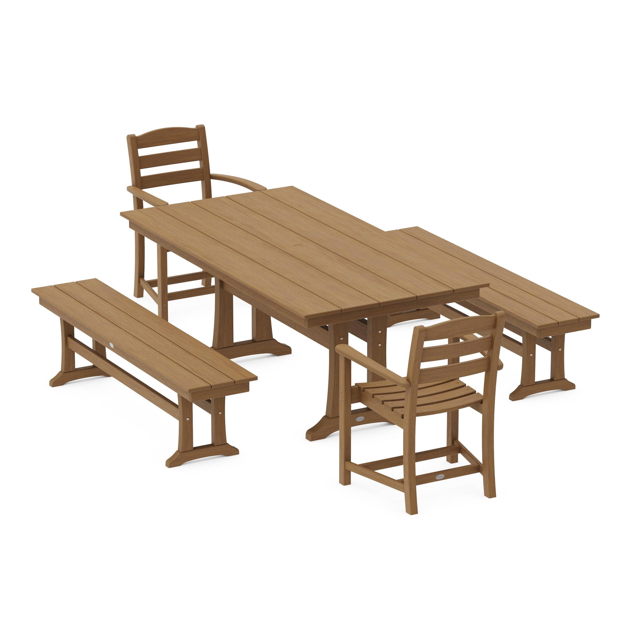 La Casa Cafe 5-Piece Farmhouse Dining Set With Trestle Legs