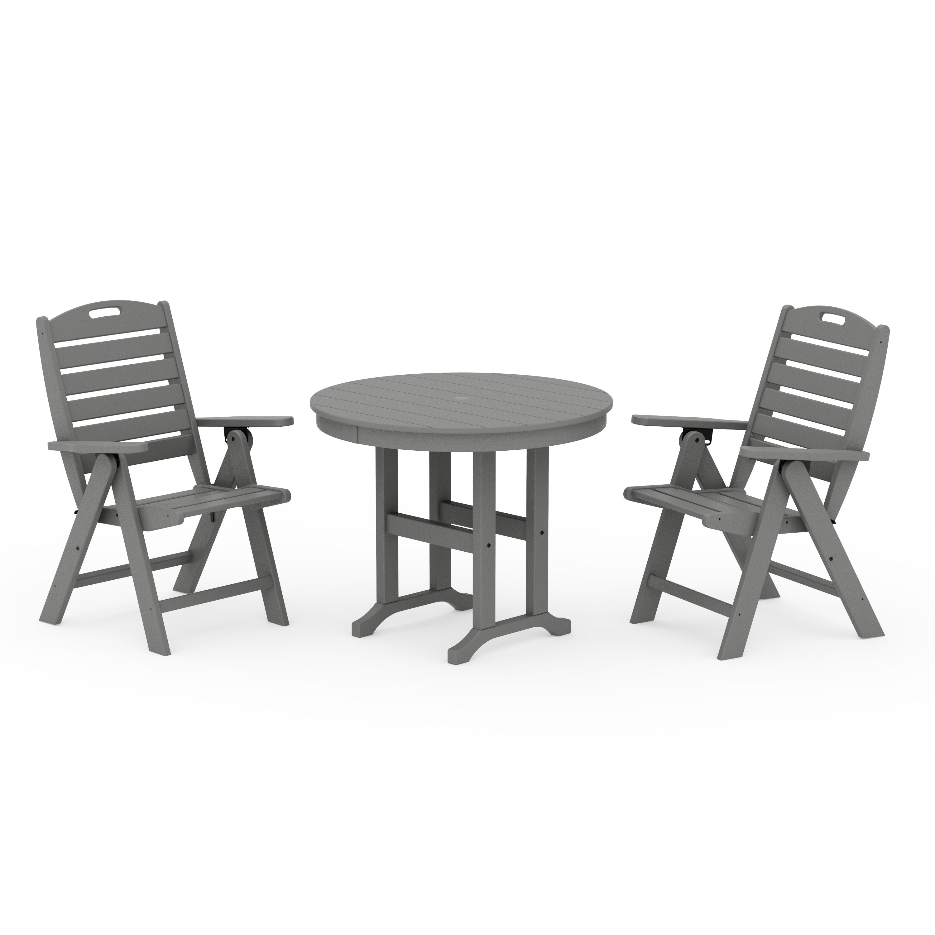 Nautical Folding Highback Chair 3-Piece Round Dining Set