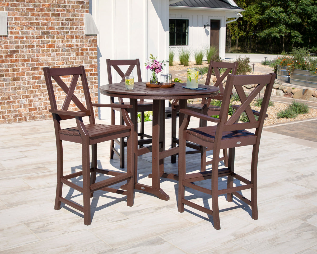 Braxton 5-Piece Nautical Trestle Arm Chair Bar Set