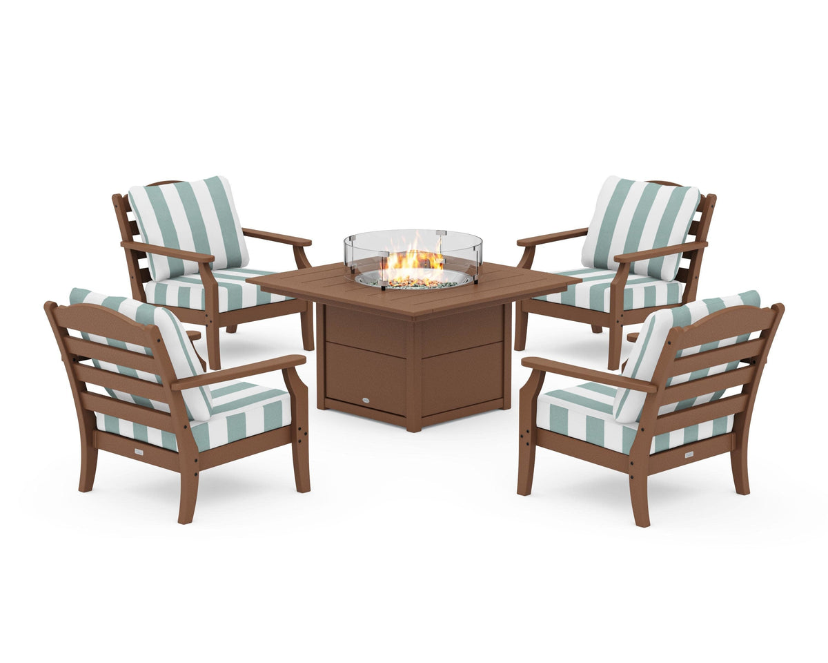 Savannah 5-Piece Deep Seating Set with Fire Pit Table