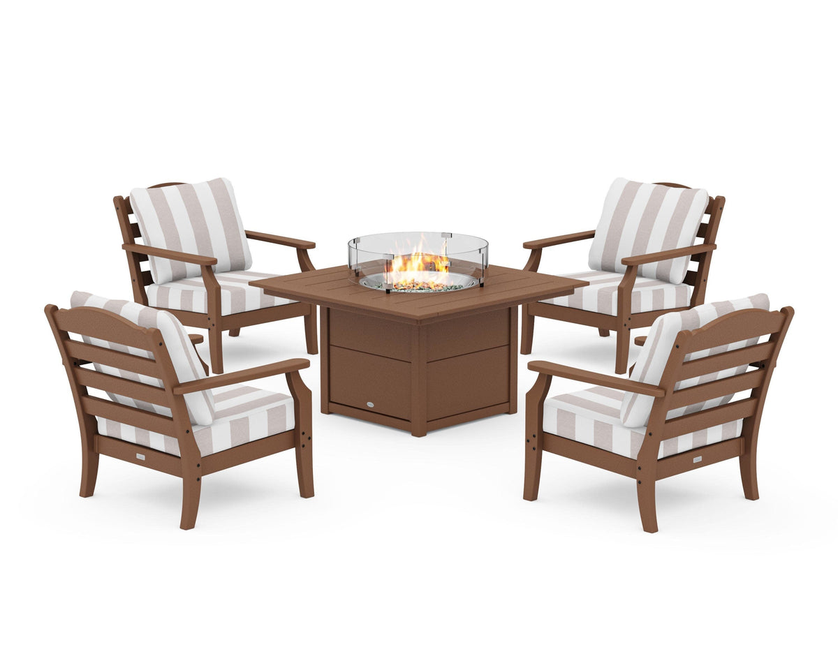 Savannah 5-Piece Deep Seating Set with Fire Pit Table