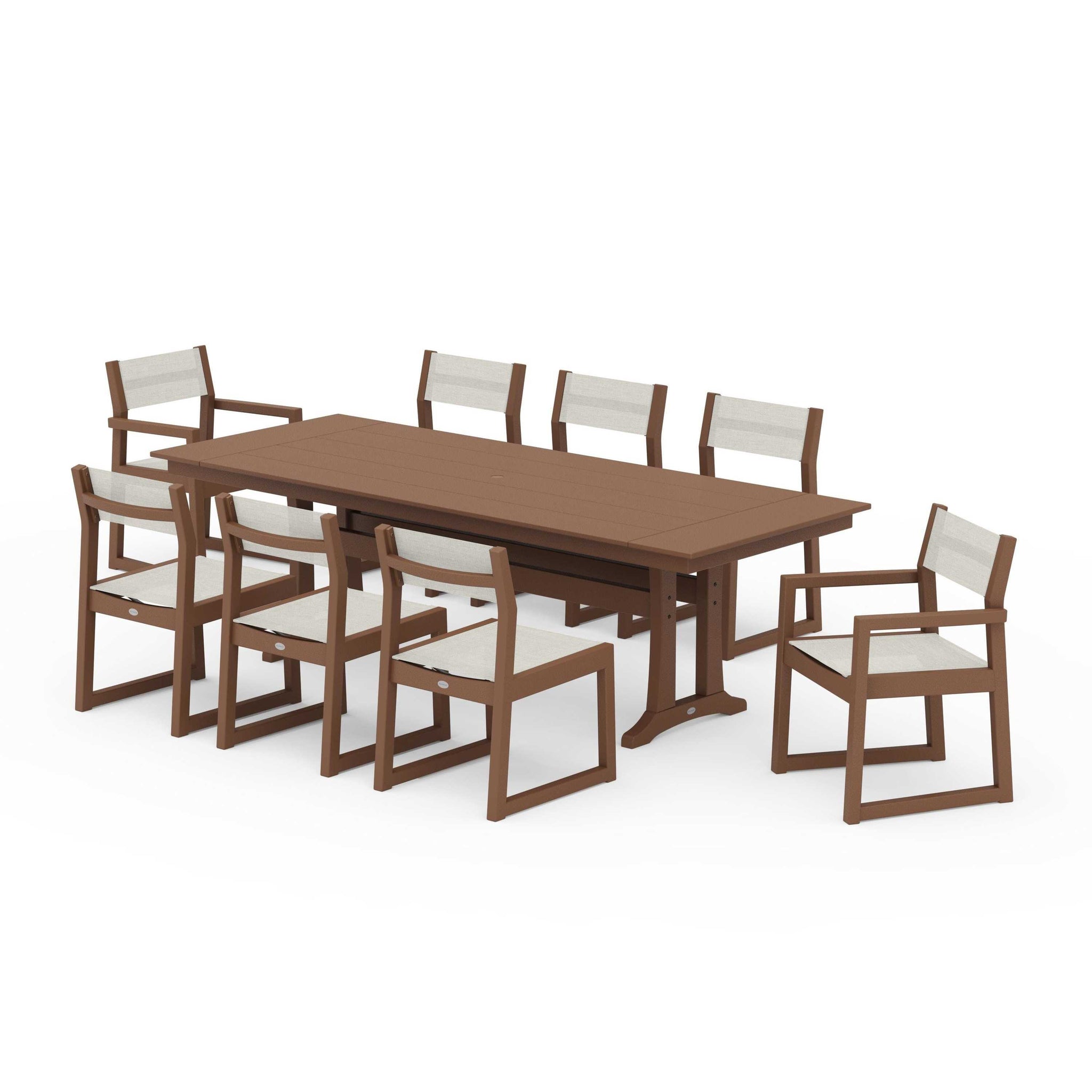 EDGE Sling 9-Piece Farmhouse Trestle Dining Set