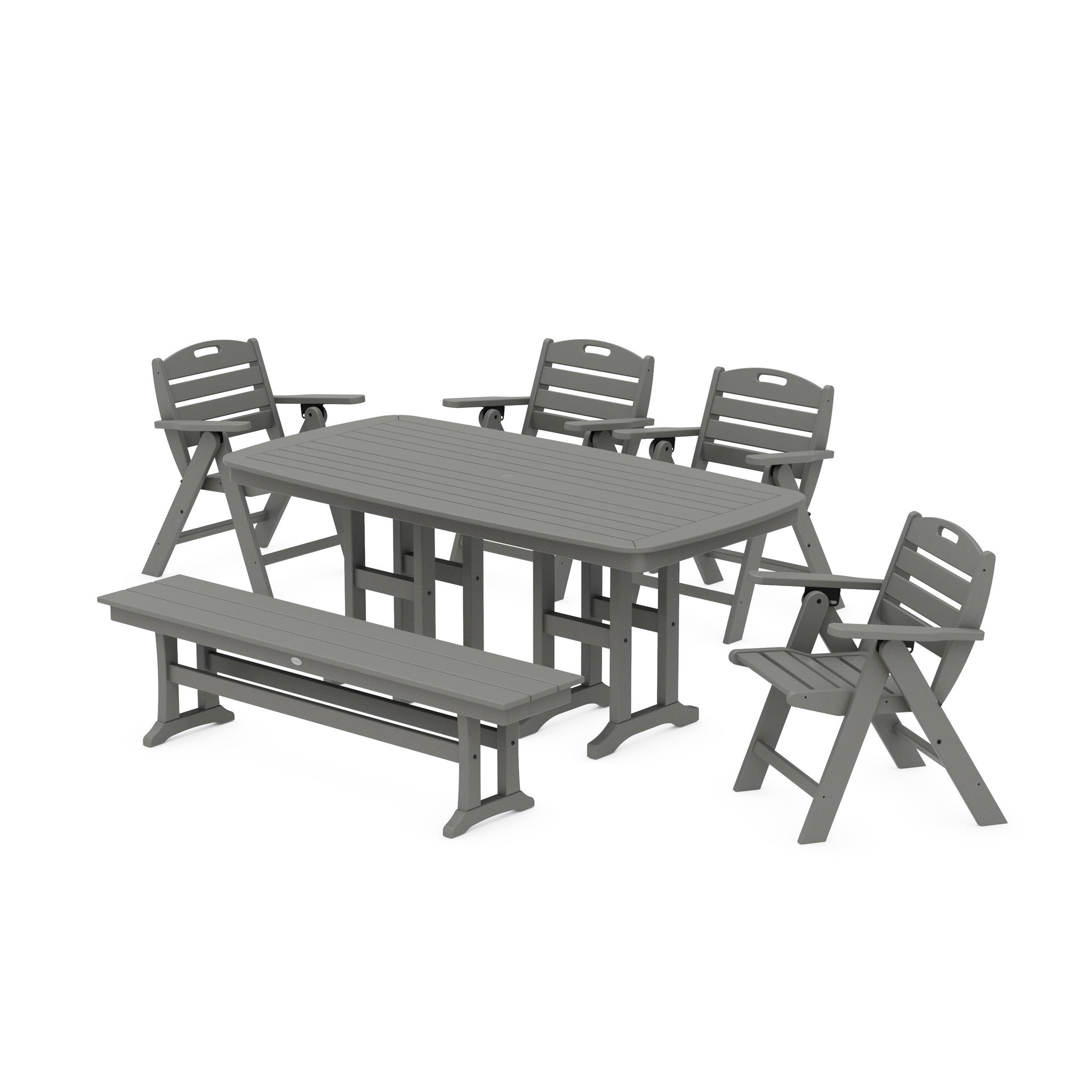 Nautical Lowback 6-Piece Dining Set with Bench