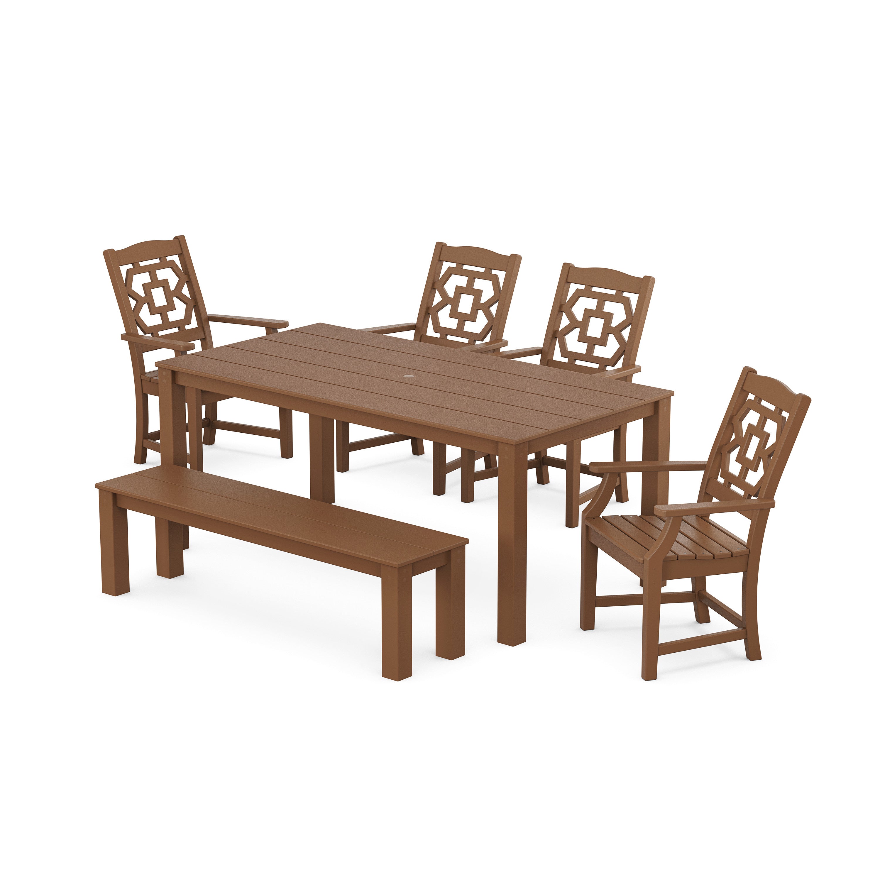 Chinoiserie 6-Piece Parsons Dining Set with Bench