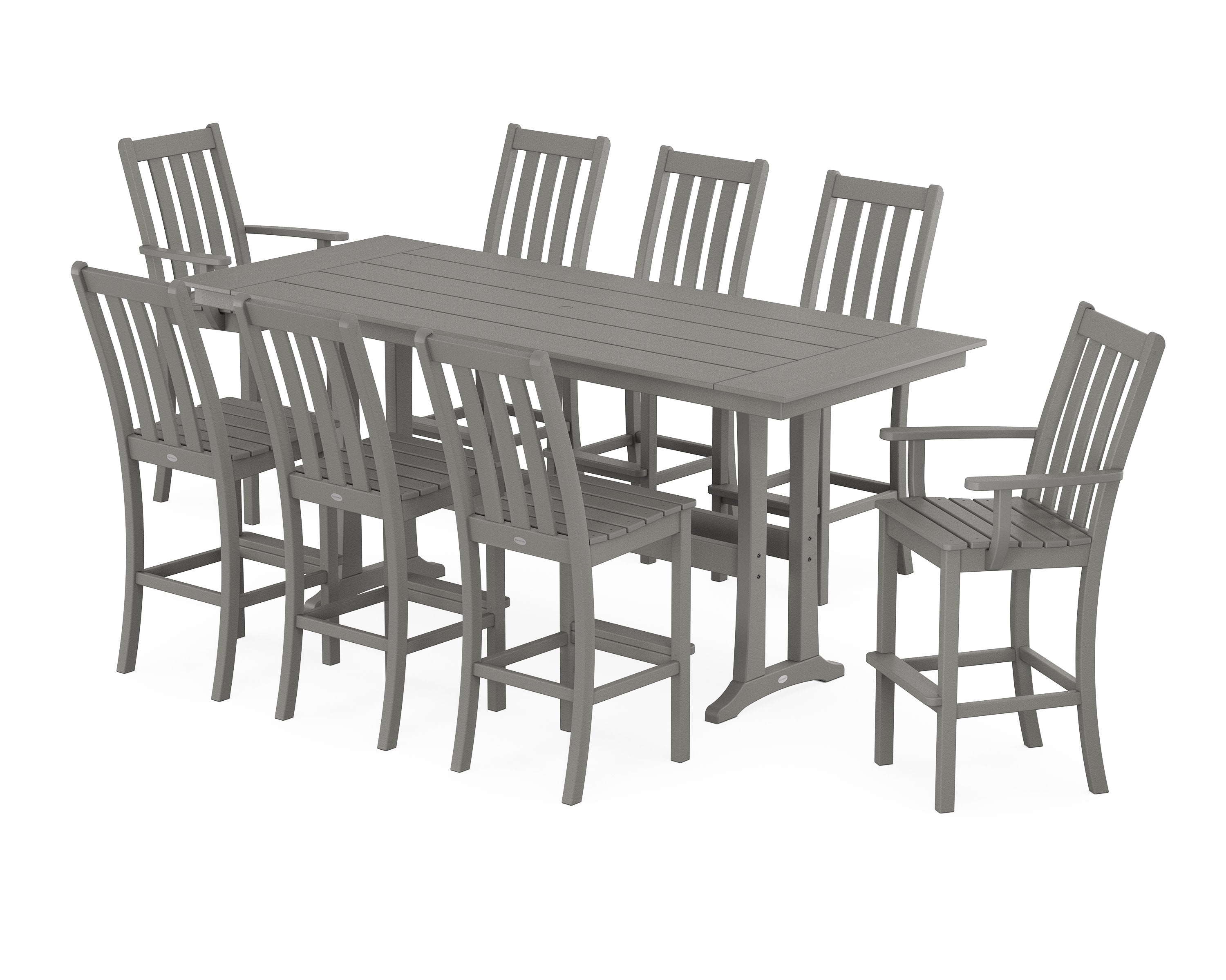 Vineyard 9-Piece Farmhouse Bar Set with Trestle Legs