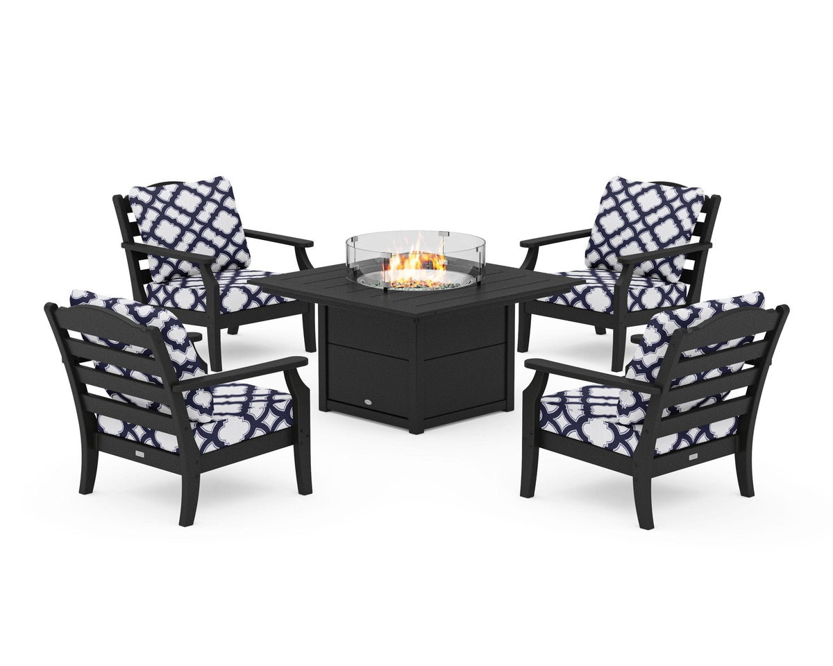 Savannah 5-Piece Deep Seating Set with Fire Pit Table