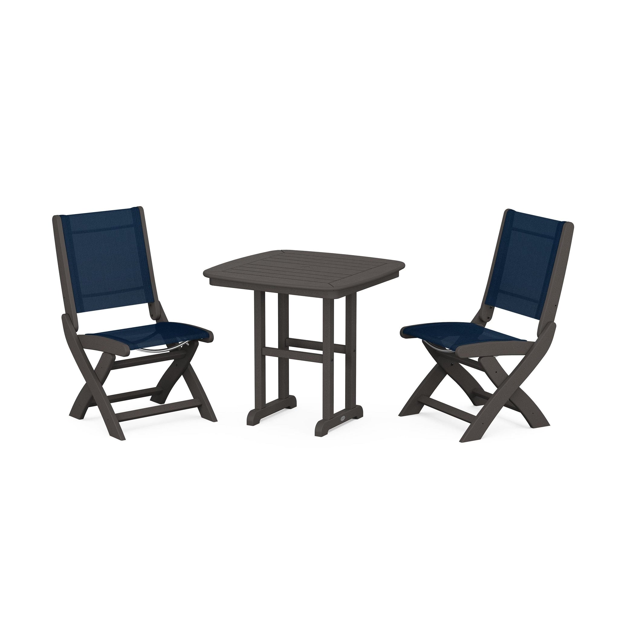 Coastal Folding Side Chair 3-Piece Dining Set