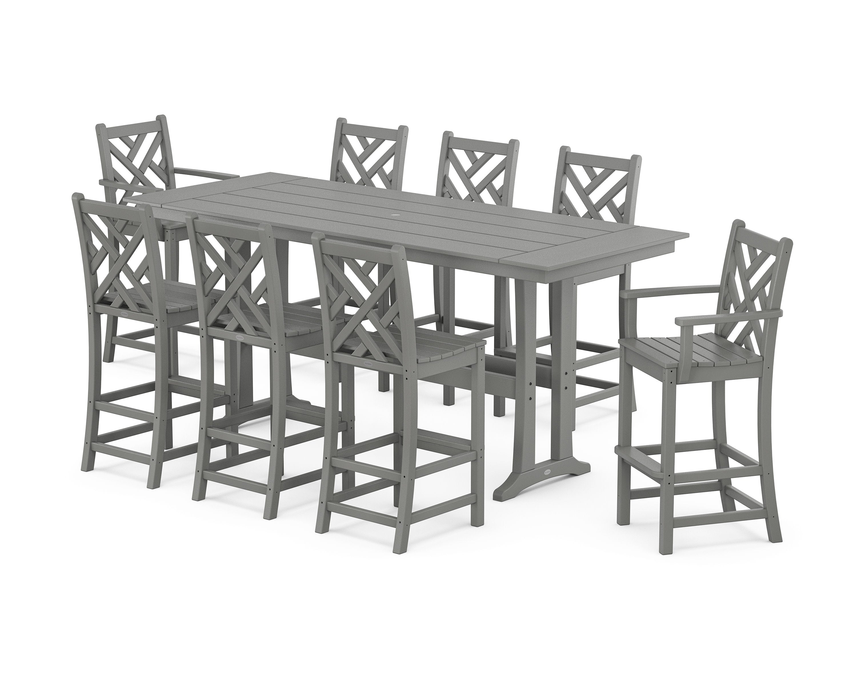 Chippendale 9-Piece Farmhouse Bar Set with Trestle Legs