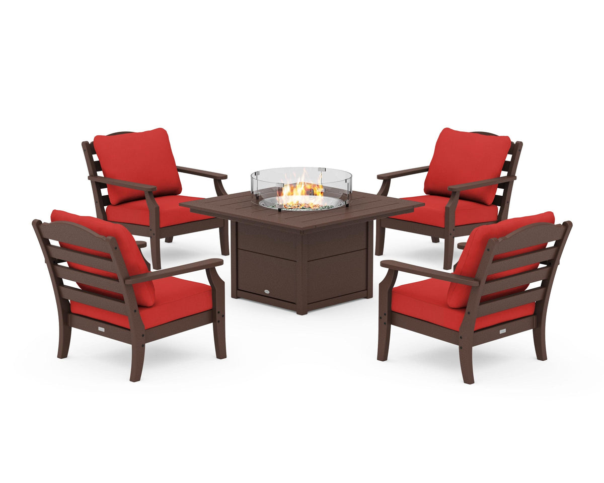 Savannah 5-Piece Deep Seating Set with Fire Pit Table