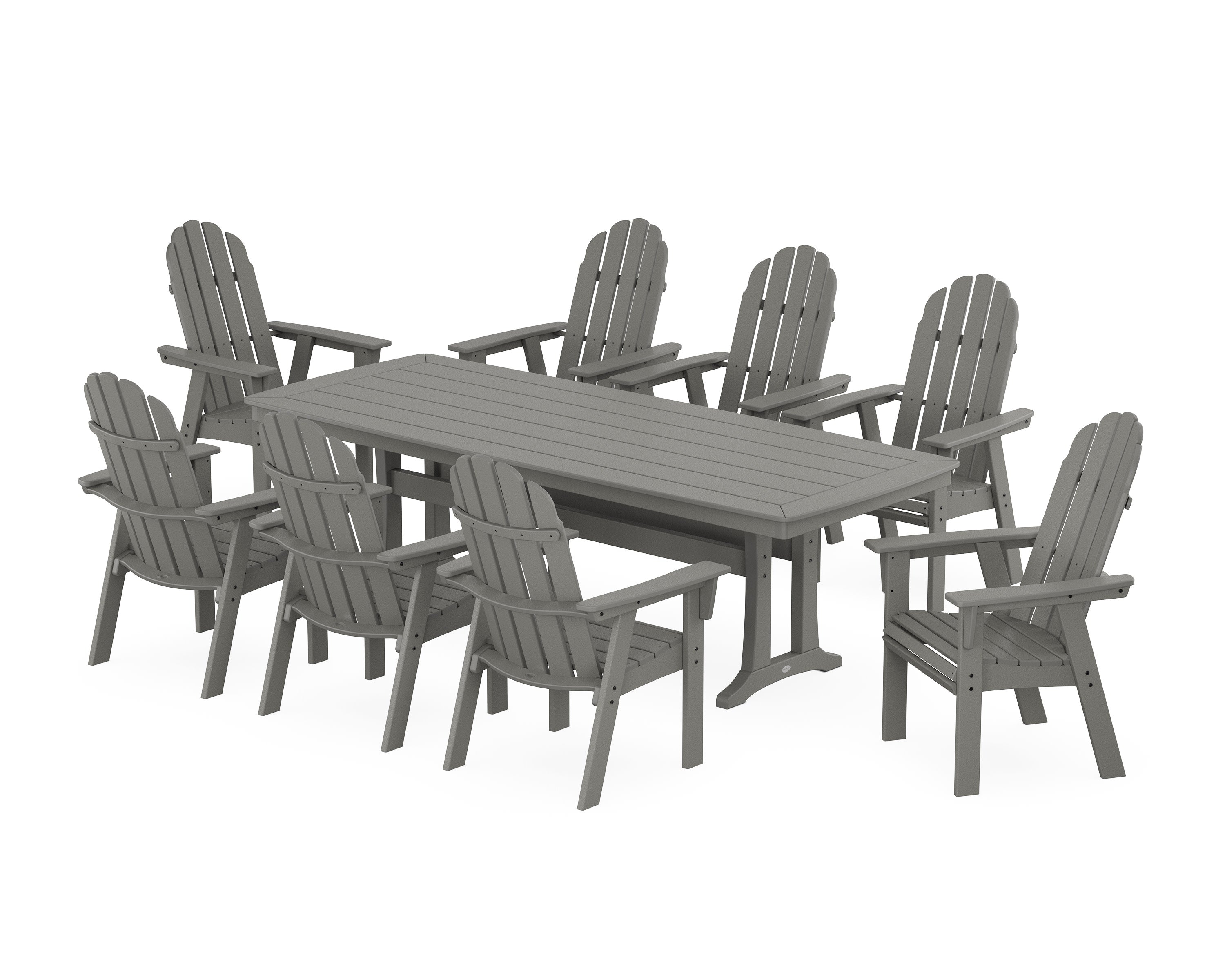 Vineyard Curveback Adirondack 9-Piece Dining Set with Trestle Legs