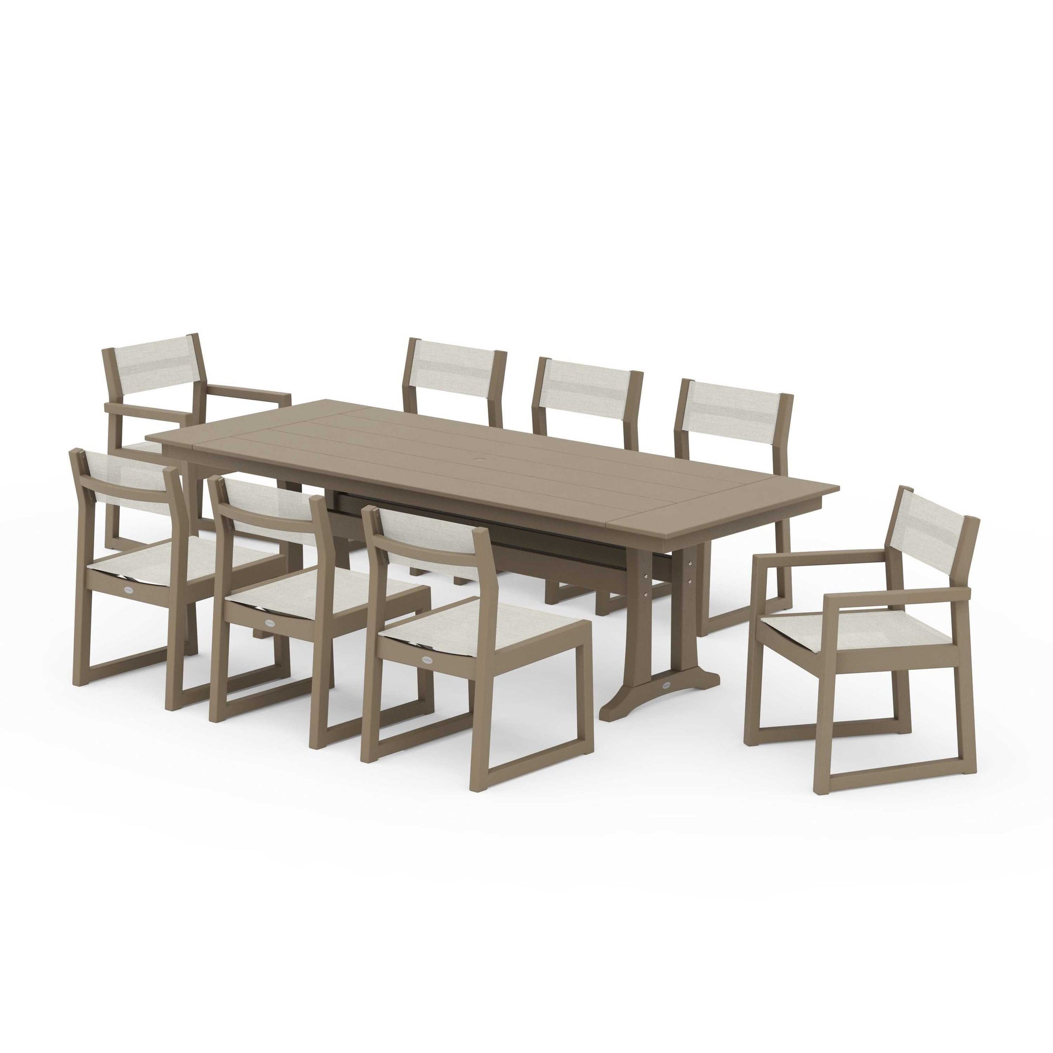 EDGE Sling 9-Piece Farmhouse Trestle Dining Set