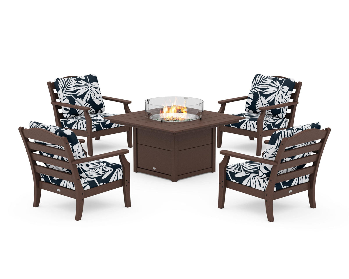 Savannah 5-Piece Deep Seating Set with Fire Pit Table