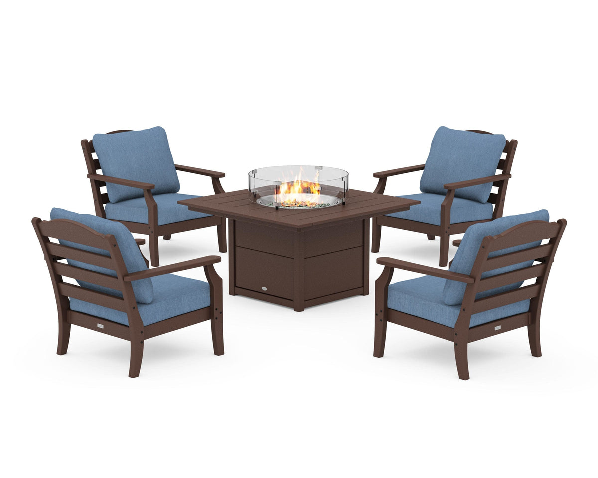 Savannah 5-Piece Deep Seating Set with Fire Pit Table