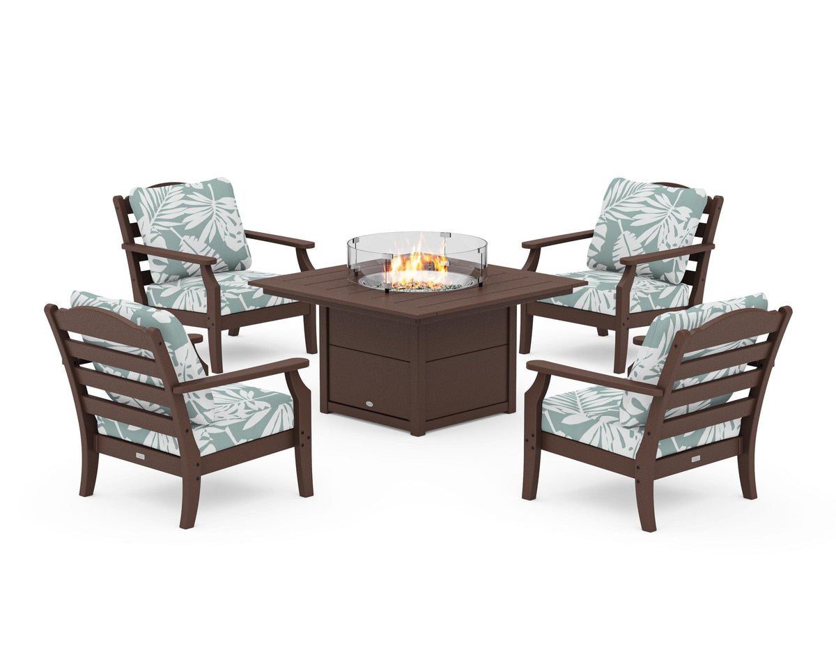 Savannah 5-Piece Deep Seating Set with Fire Pit Table