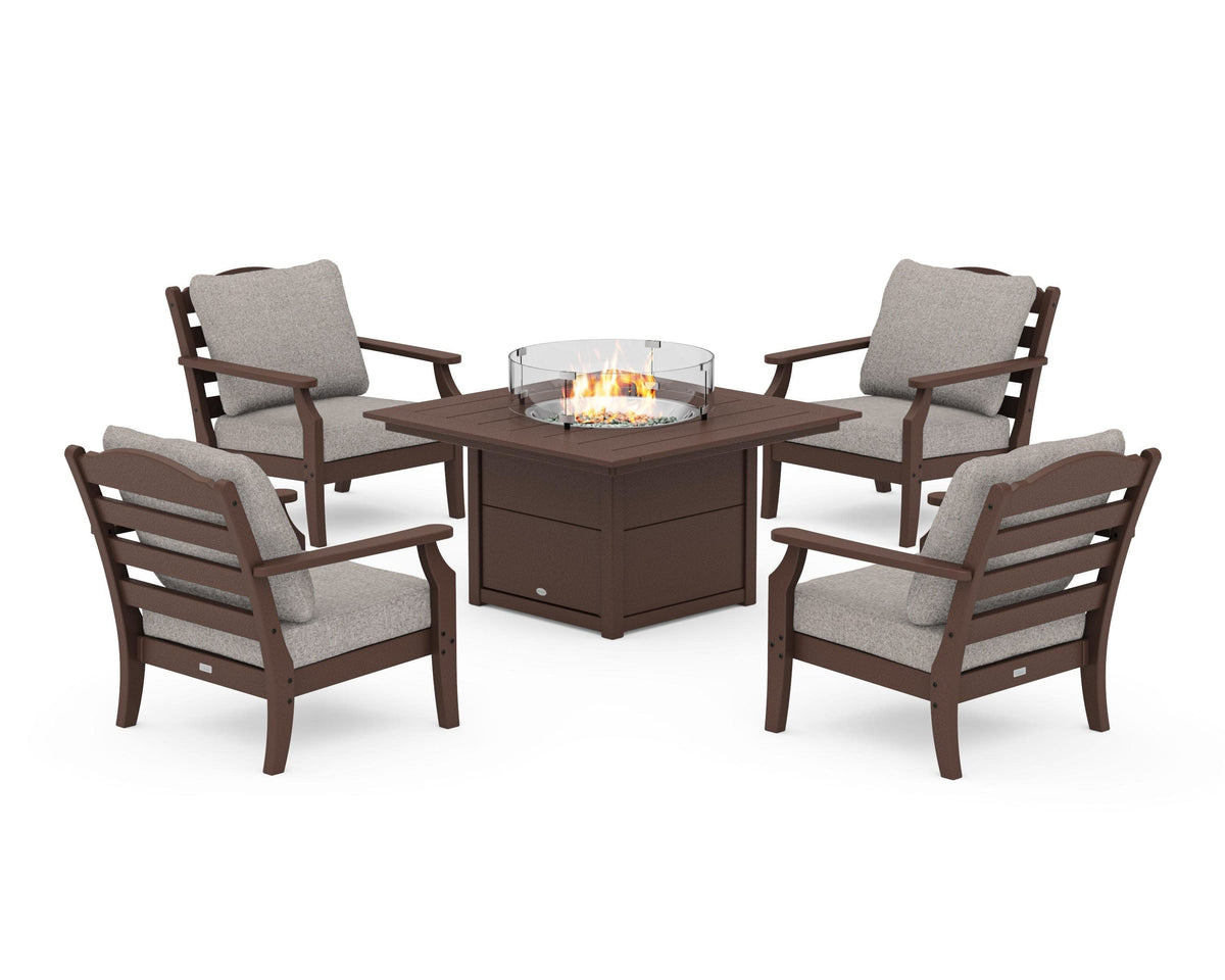 Savannah 5-Piece Deep Seating Set with Fire Pit Table