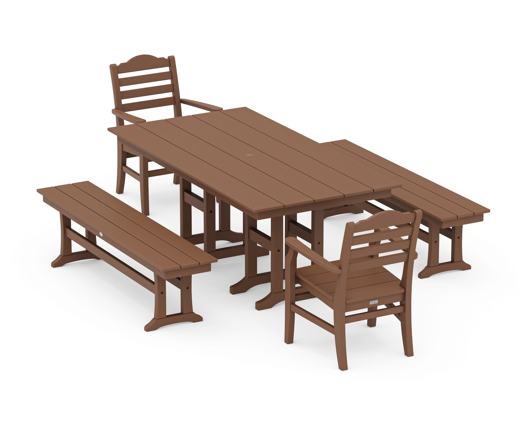 Savannah 5-Piece Farmhouse Dining Set with Benches