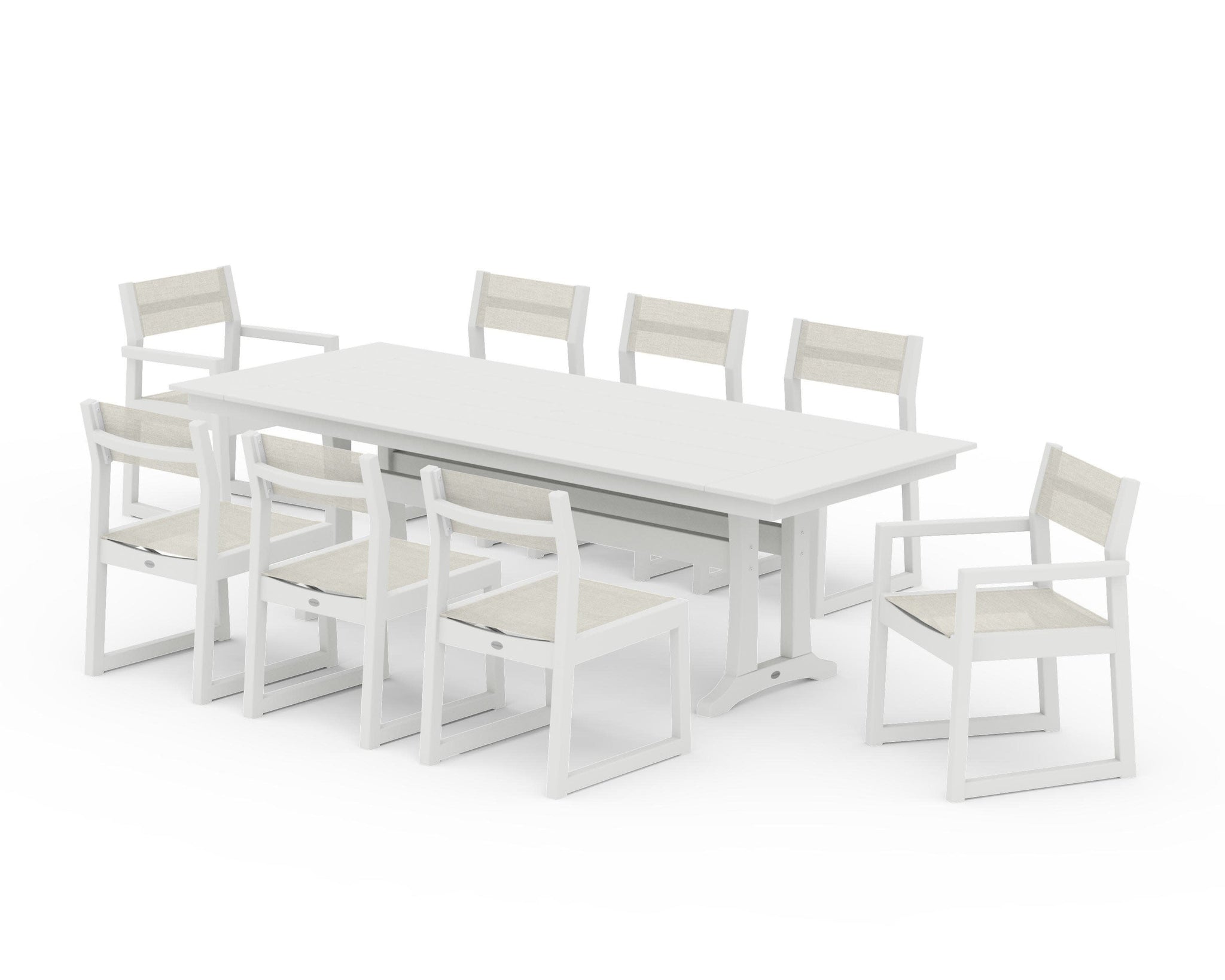 EDGE Sling 9-Piece Farmhouse Trestle Dining Set