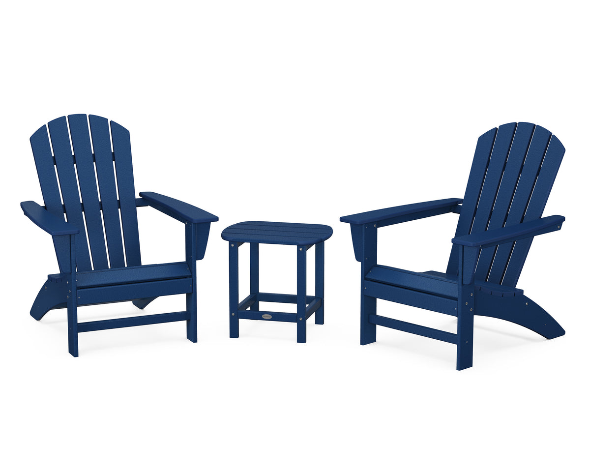 Nautical 3-Piece Adirondack Set with South Beach 18" Side Table