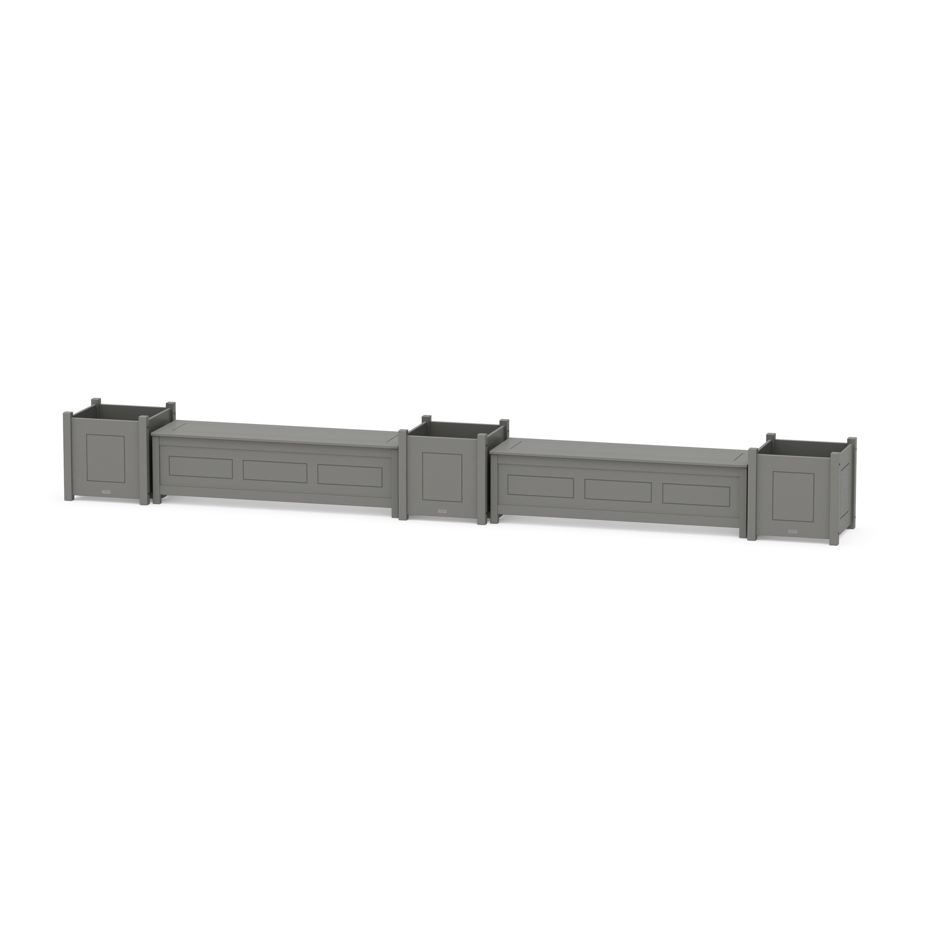 60" Country Living Straight Double Planter Storage Bench Set- Large
