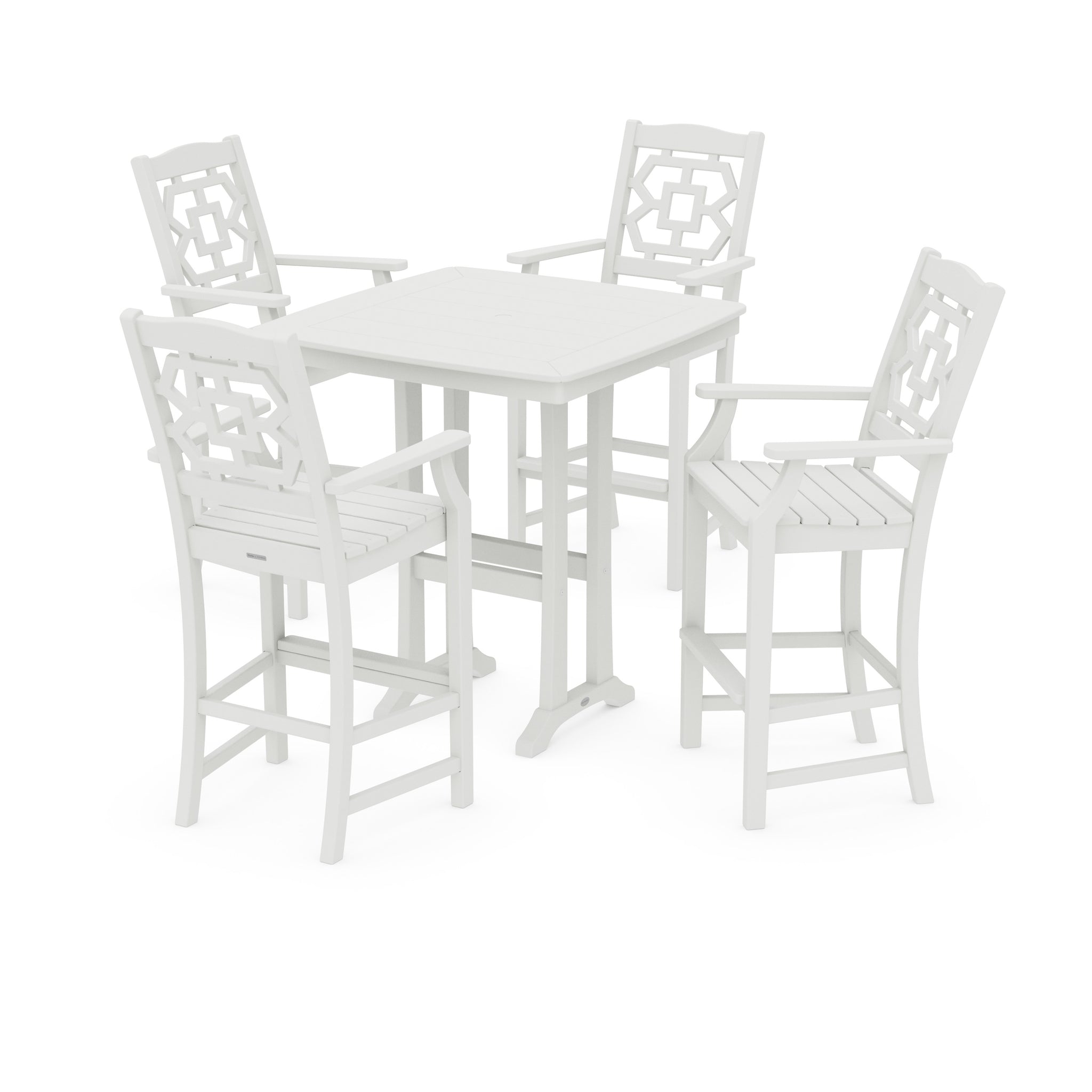 Chinoiserie 5-Piece Bar Set with Trestle Legs