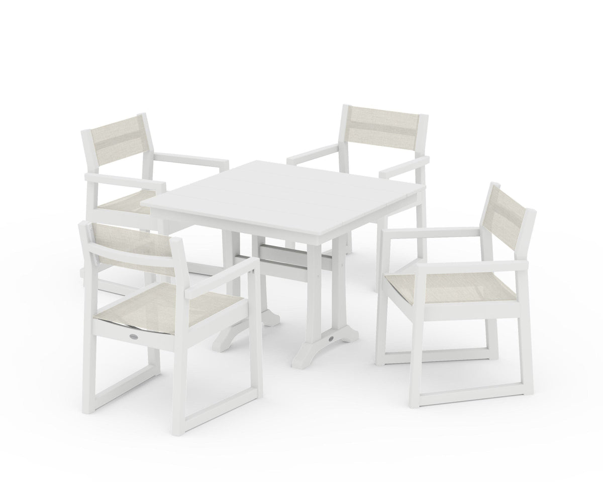 EDGE Sling 5-Piece Farmhouse Dining Set with Trestle Legs