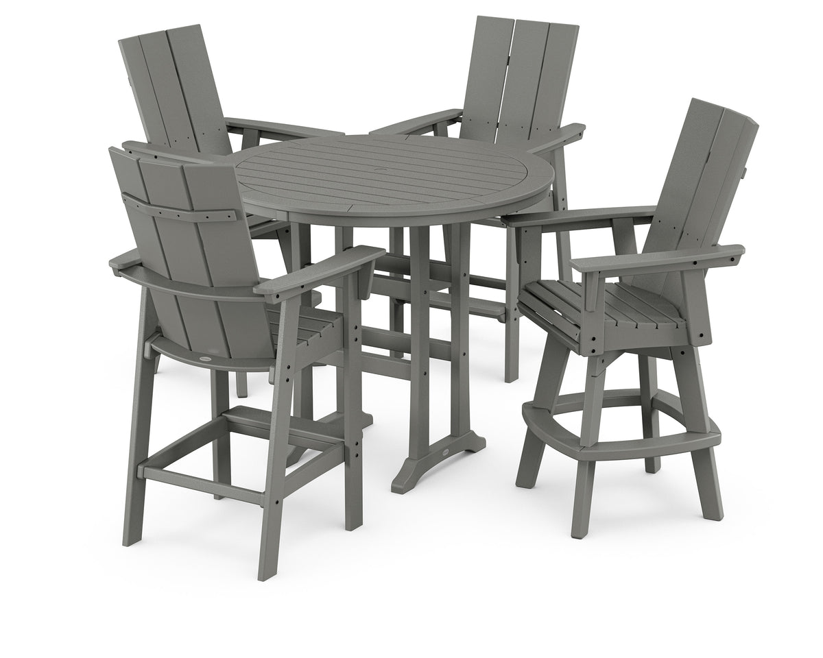 Modern Adirondack 5-Piece Nautical Trestle Round Bar Set with Swivels