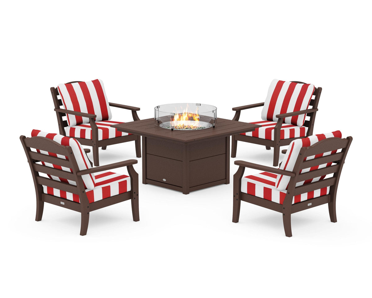 Savannah 5-Piece Deep Seating Set with Fire Pit Table