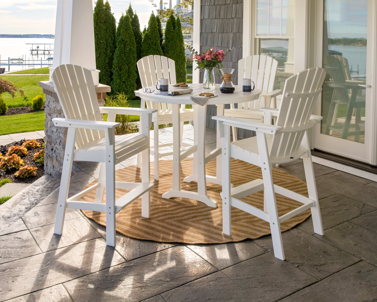 Nautical Curveback Adirondack 5-Piece Round Trestle Bar Set