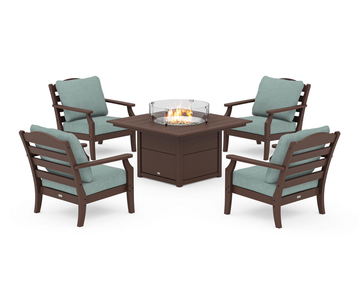 Savannah 5-Piece Deep Seating Set with Fire Pit Table