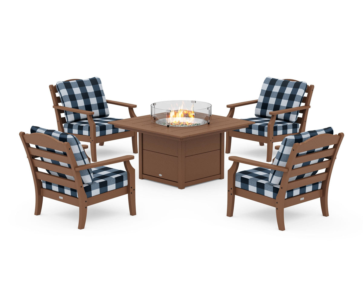 Savannah 5-Piece Deep Seating Set with Fire Pit Table