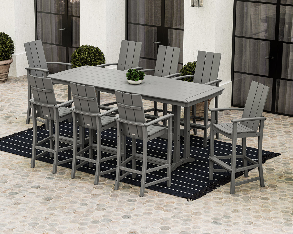 Modern Adirondack 9-Piece Bar Set with Trestle Legs
