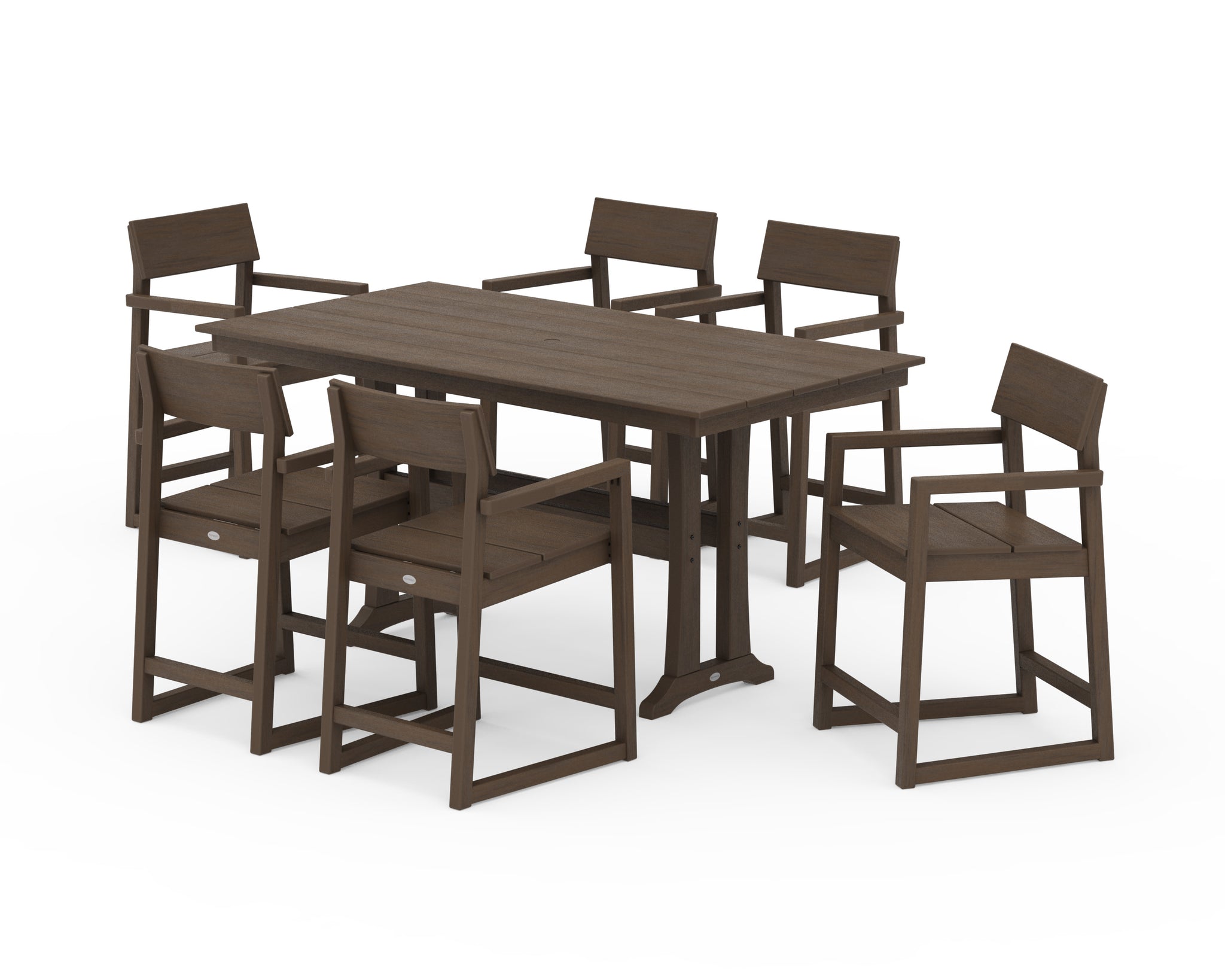 EDGE Arm Chair 7-Piece Farmhouse Counter Set with Trestle Legs