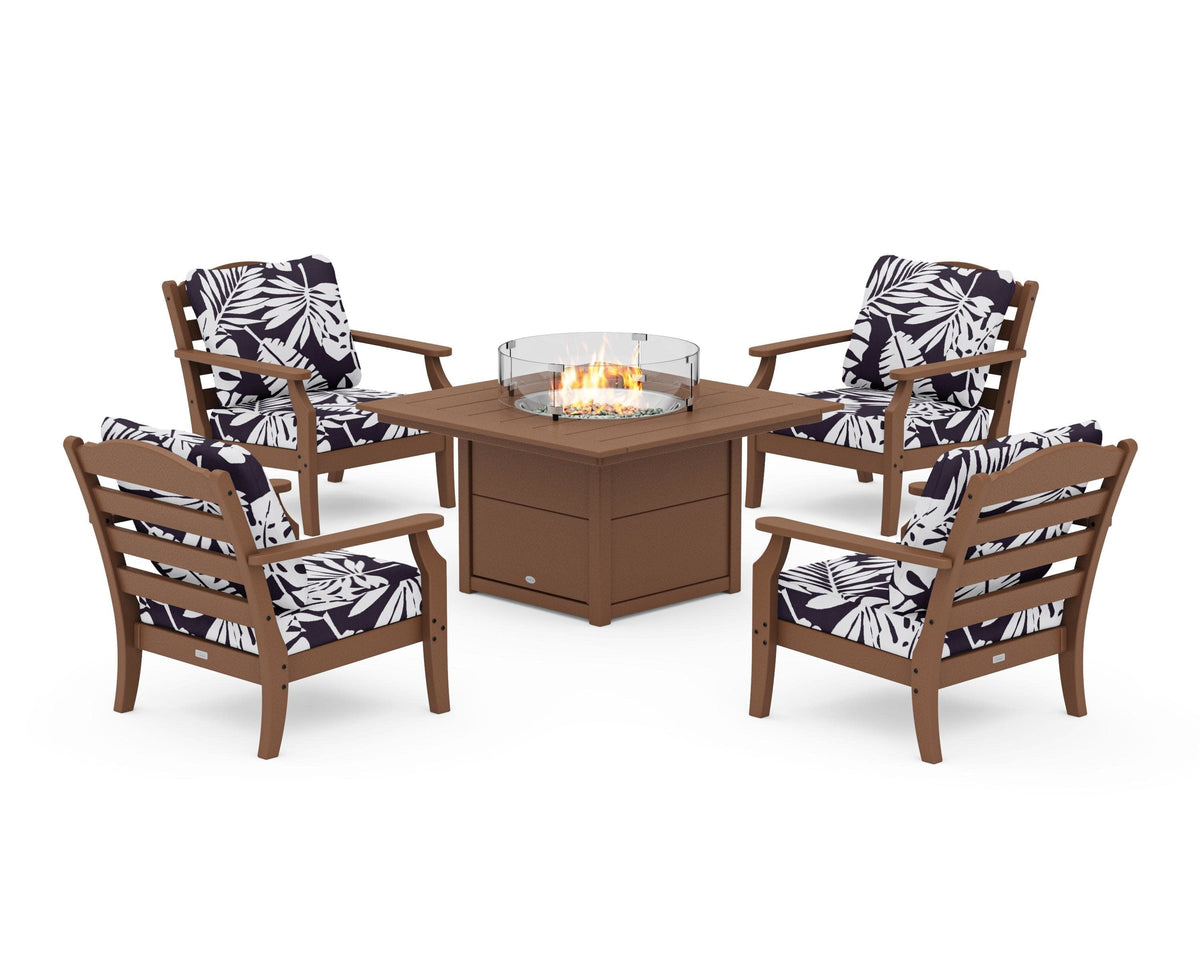 Savannah 5-Piece Deep Seating Set with Fire Pit Table