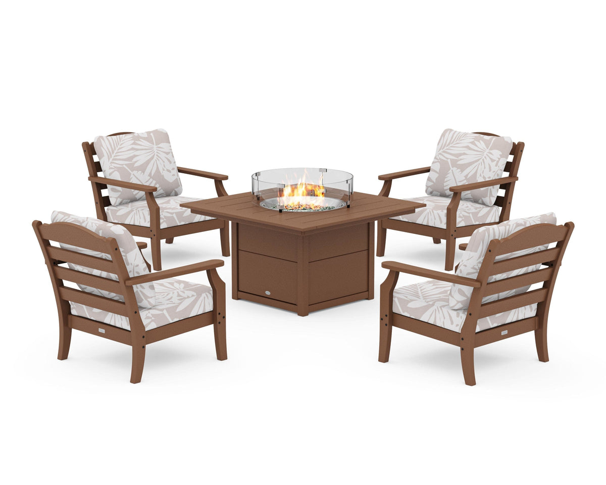 Savannah 5-Piece Deep Seating Set with Fire Pit Table