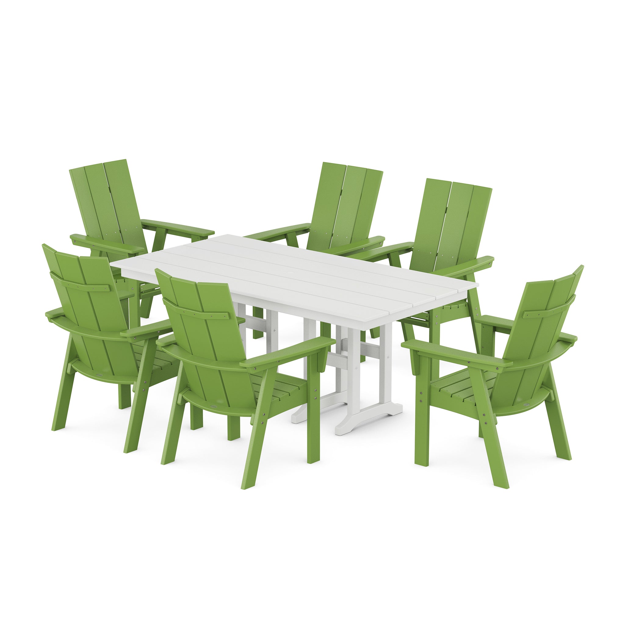 Modern Curveback Adirondack 7-Piece Farmhouse Dining Set