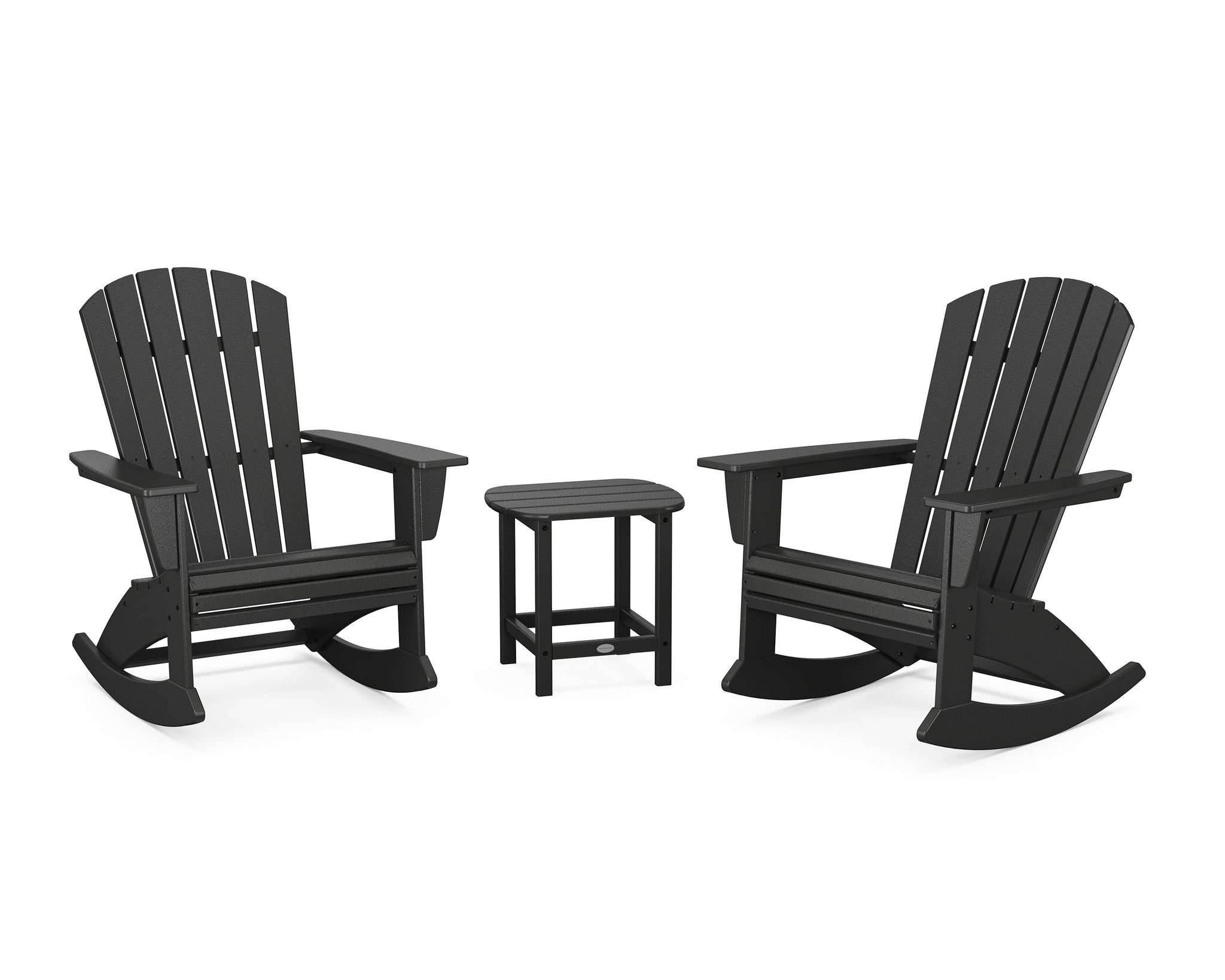 Nautical Curveback 3-Piece Adirondack Rocking Chair Set