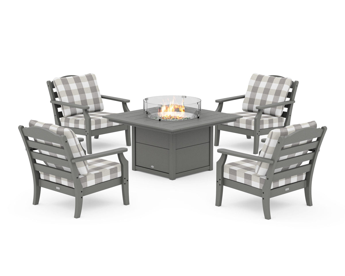 Savannah 5-Piece Deep Seating Set with Fire Pit Table