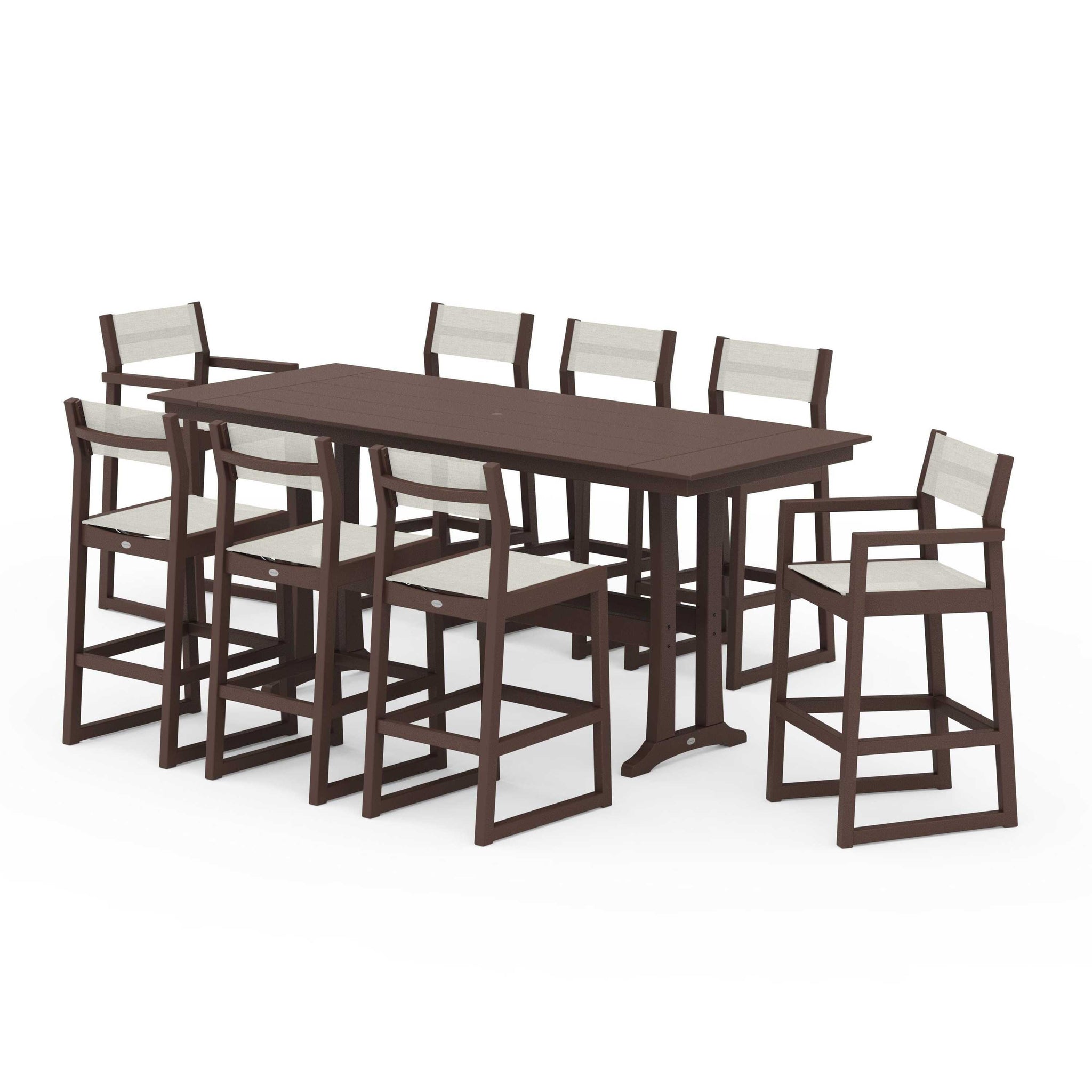 EDGE Sling 9-Piece Farmhouse Bar Set with Trestle Legs