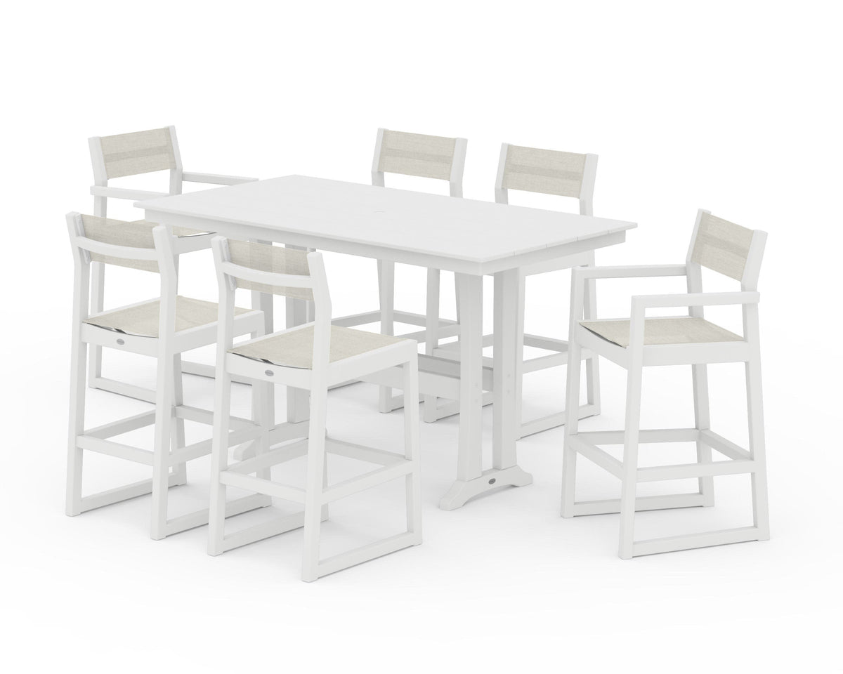 EDGE Sling 7-Piece Farmhouse Bar Set with Trestle Legs