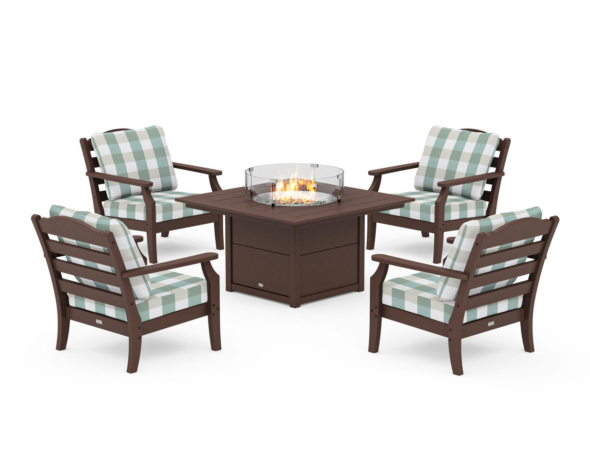 Savannah 5-Piece Deep Seating Set with Fire Pit Table