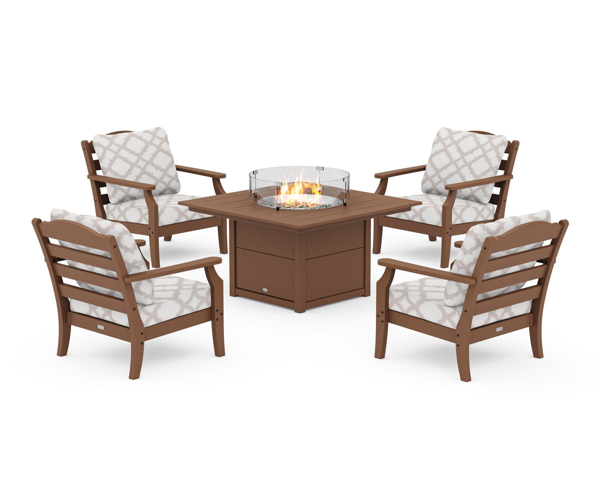Savannah 5-Piece Deep Seating Set with Fire Pit Table
