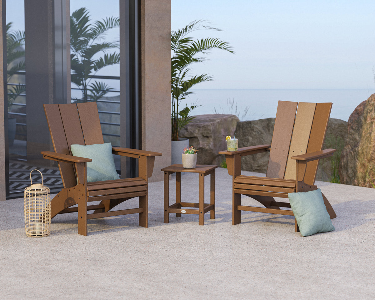 Modern 3-Piece Curveback Adirondack Set with Long Island 18" Side Table