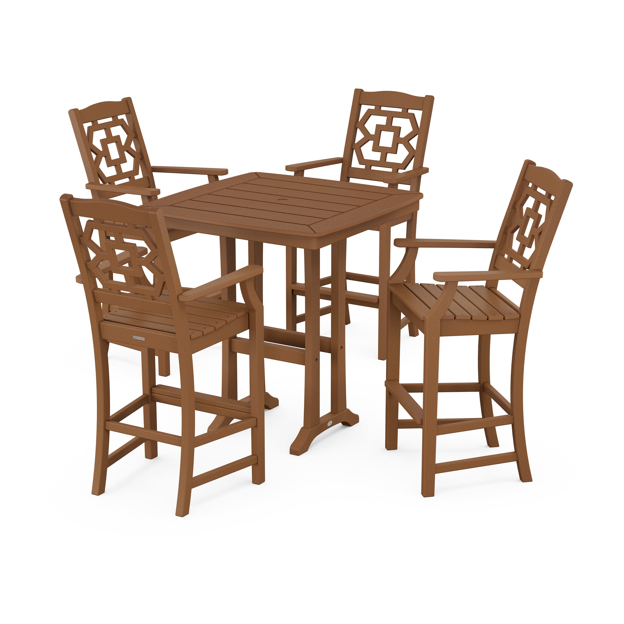 Chinoiserie 5-Piece Bar Set with Trestle Legs
