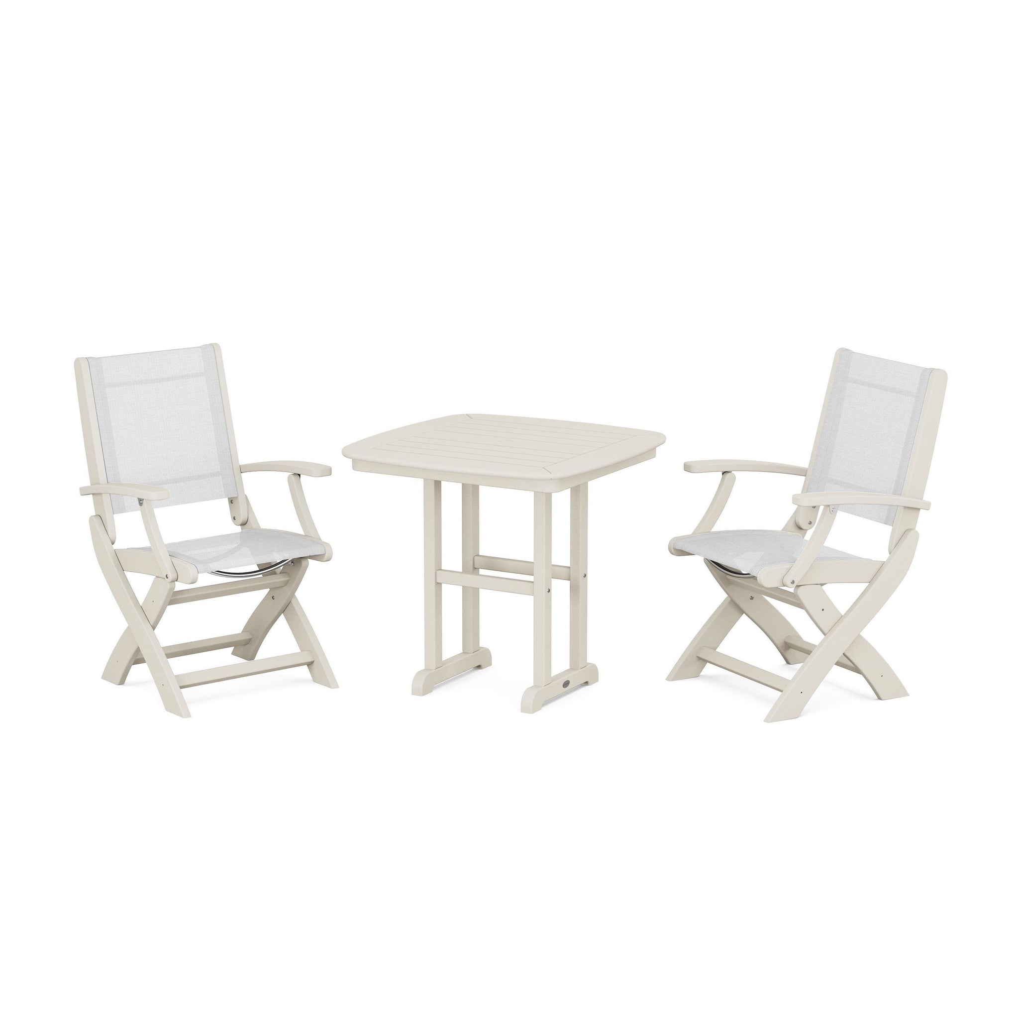 Coastal Folding Chair 3-Piece Dining Set